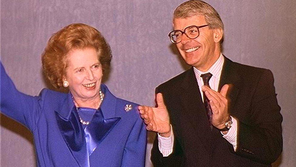 Margaret Thatcher and John Major in 1991