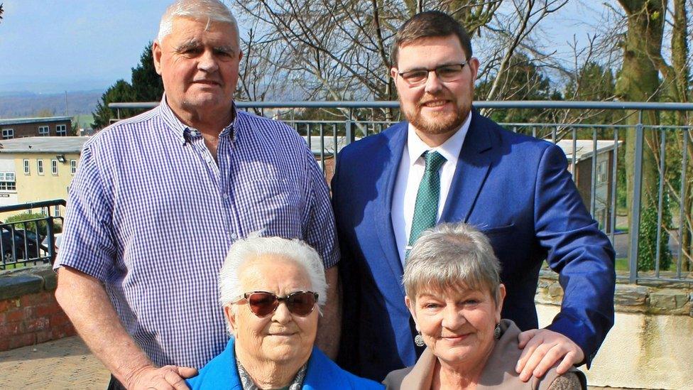 John Trainor, mother Anne (previously a councillor in the Old Down District Council 1999-2005), Father John, grandmother Ann Quinn (husband was Sean L Quinn former Councillor in Down District Council).