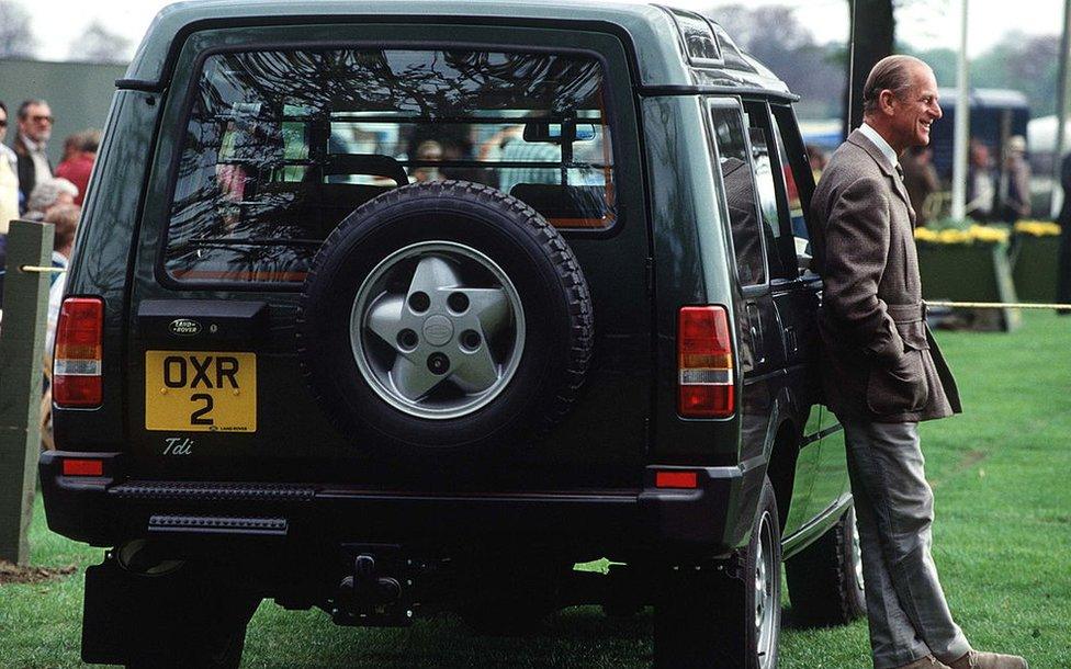 Prince Philip at The Windsor Horse Show Alongside His Land Rover Discovery in 1991