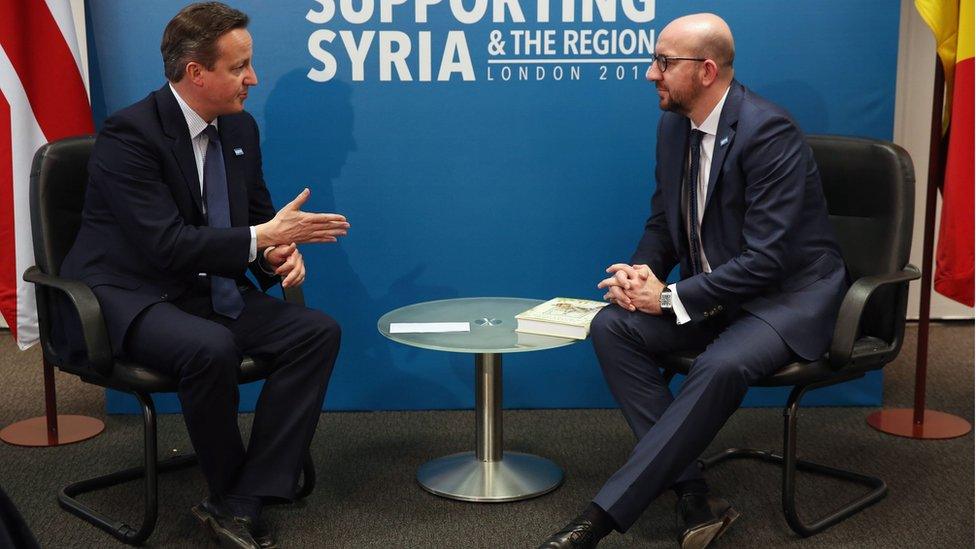 Belgian Prime Minister Charles Michel and Prime Minister David Cameron