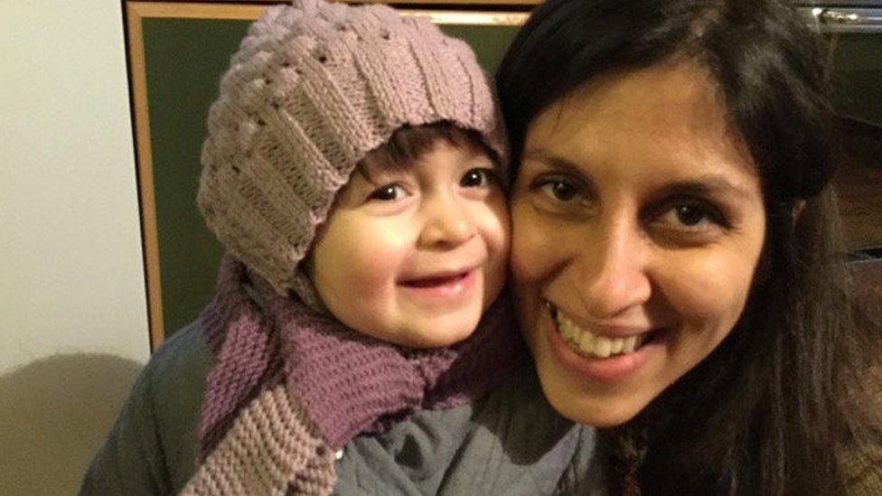 Nazanin Zaghari-Ratcliffe holding her daughter Gabriella