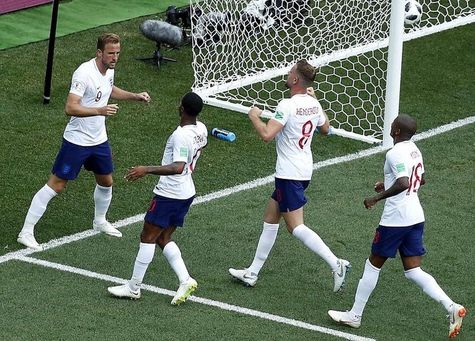 England team taking on Panama in World Cup