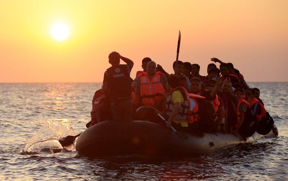 Migrants and refugees, near Cos