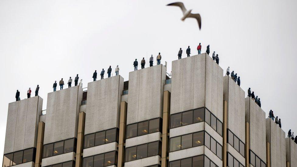 Statues on top of the ITV Television Centre