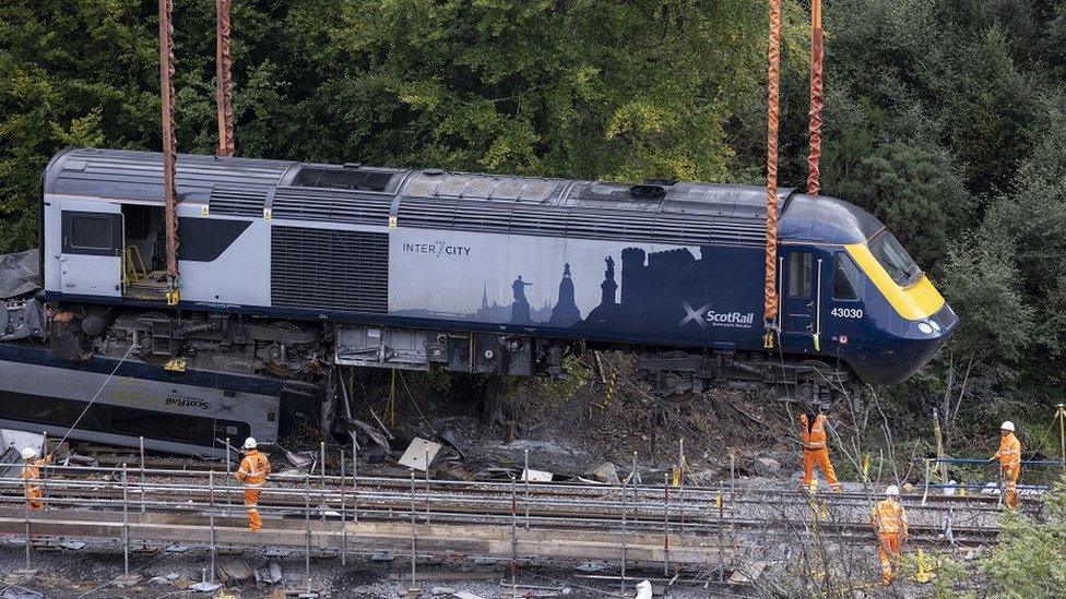 Train being removed from line