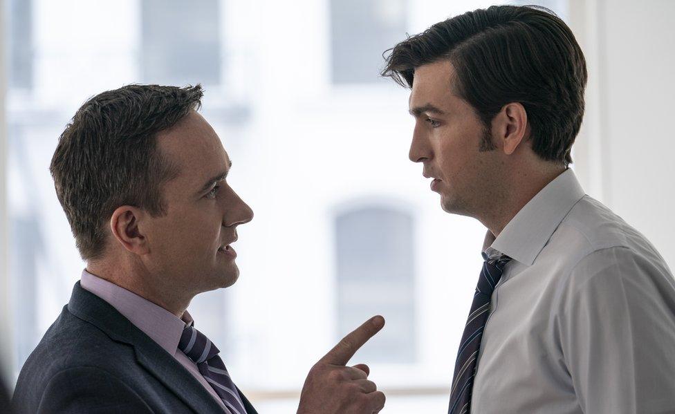 Matthew Macfadyen and Nicholas Braun in Succession