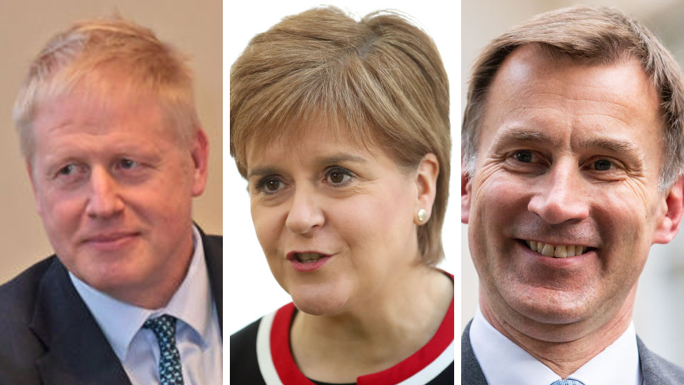 Boris Johnson, Nicola Sturgeon and Jeremy Hunt