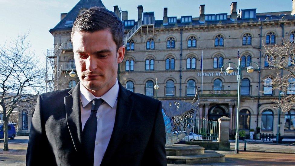 Footballer Adam Johnson arrives at Bradford Crown Court