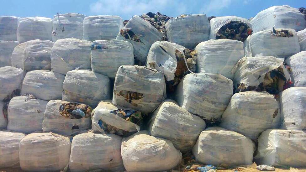 A temporary landfill site called Costa Brava, right by the sea by Beirut airport