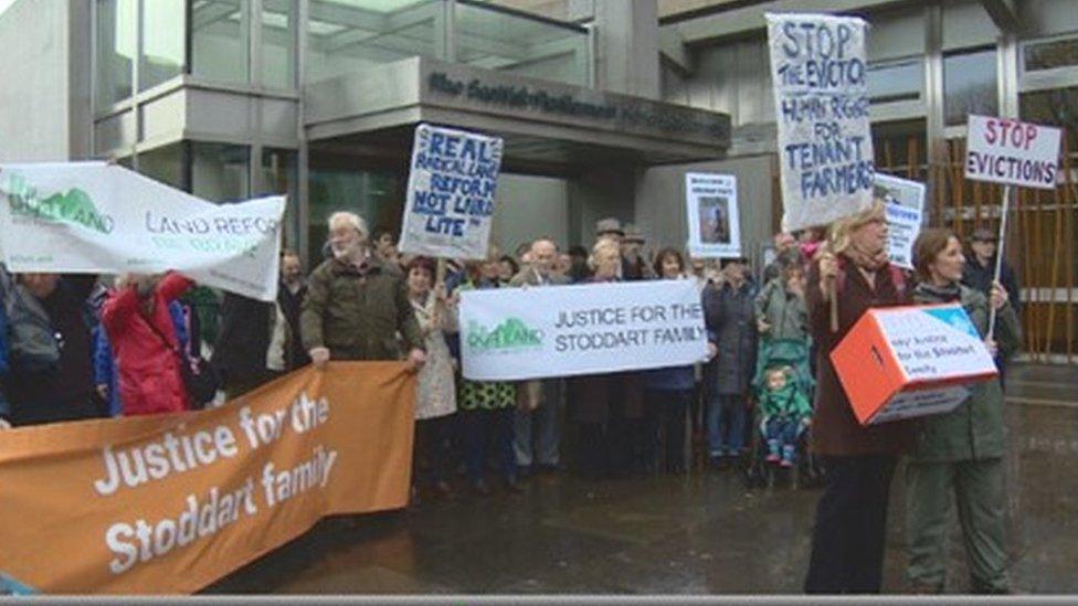 Campaigners outside the parliament