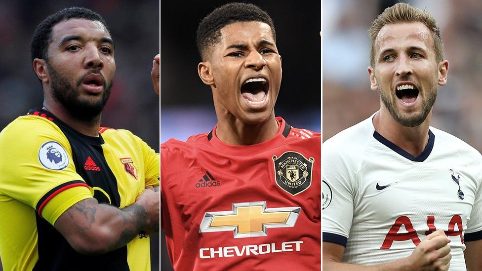 Troy Deeney, Marcus Rashford and Harry Kane