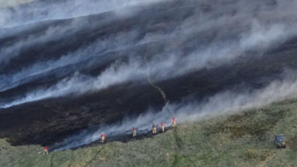 Firefighters tackled the blaze for two days, which spread across 5km of moorland