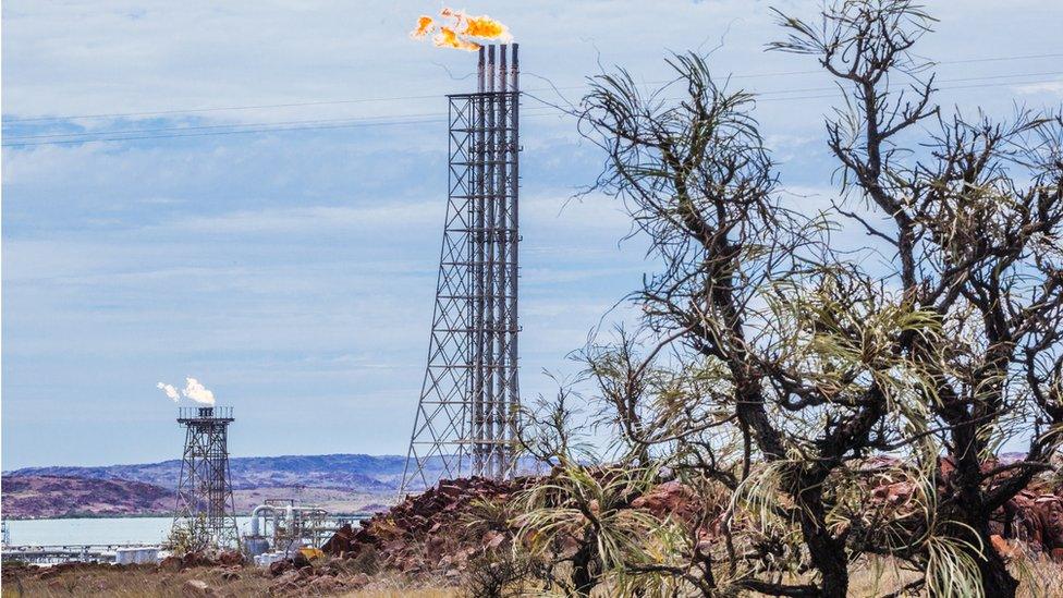 Woodside Energy's gas processing plant on the Burrup Peninsula