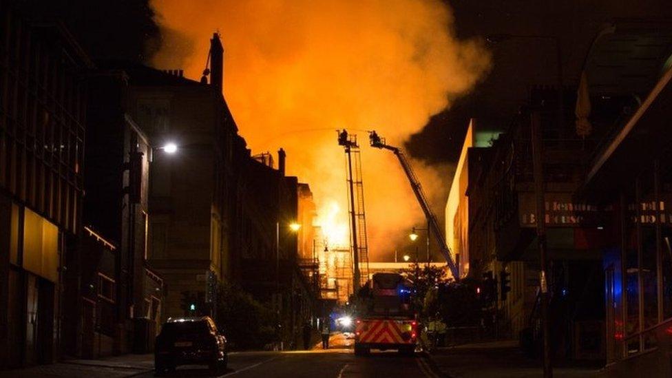 Firefighters tackling the blaze