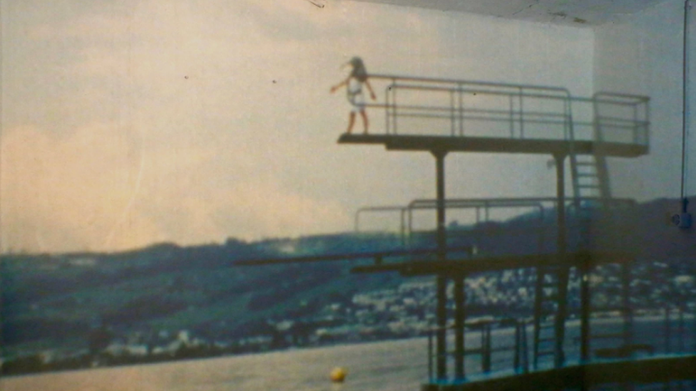 An artwork by Renee Vaughan Sutherland showing a person on a diving board