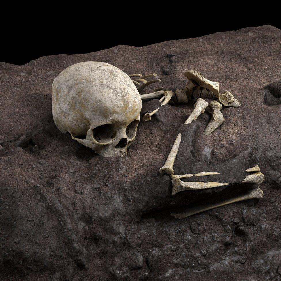 Virtual ideal reconstruction of Mtoto’s position in the burial pit (c) Jorge González/Elena Santos