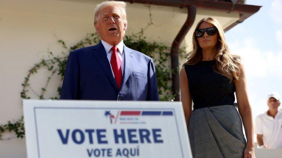 Donald Trump speaks after voting in the 2022 midterm elections