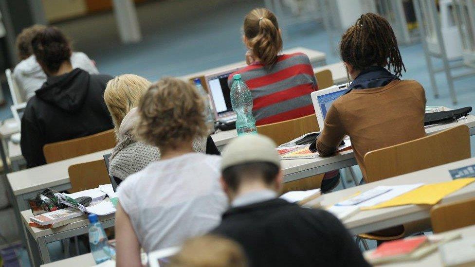 Students in library