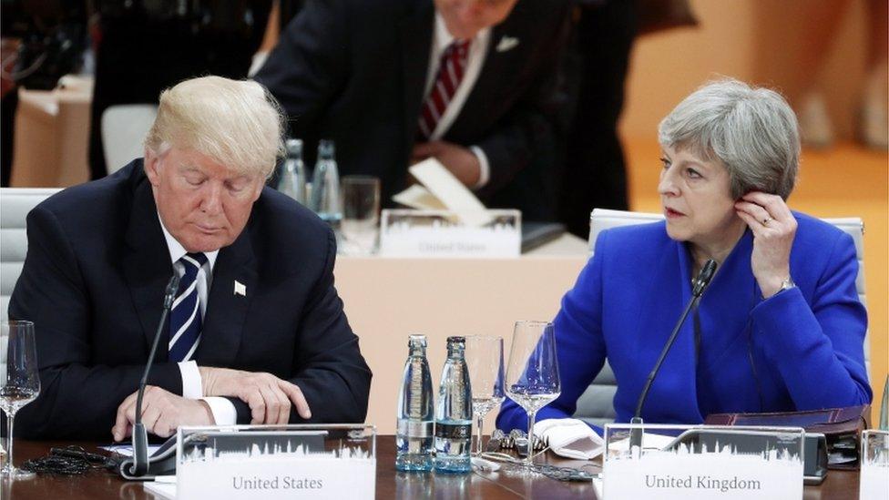 US President Donald Trump and UK PM Theresa May at the G20