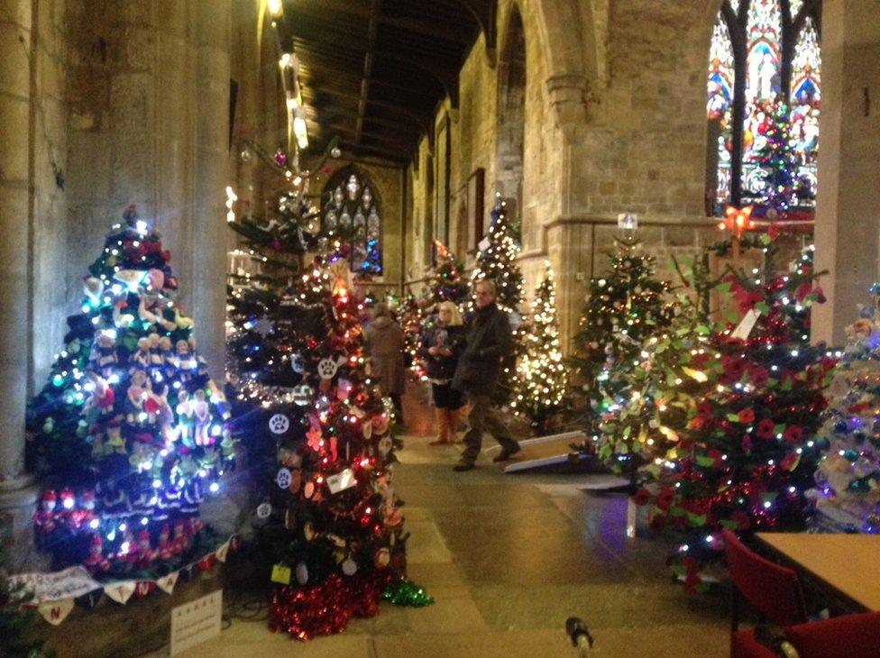 Christmas trees at St Mary's Church, Melton Mowbray
