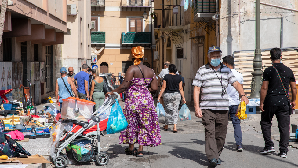 People on a street Palermo, Sicily, Italy