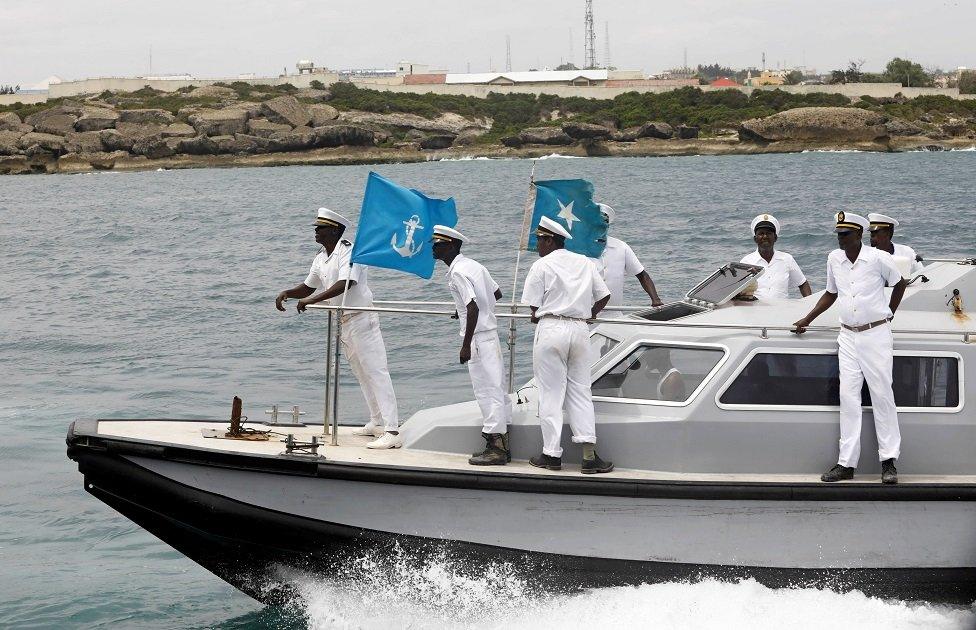 Somali marine forces patrol the Indian Ocean.