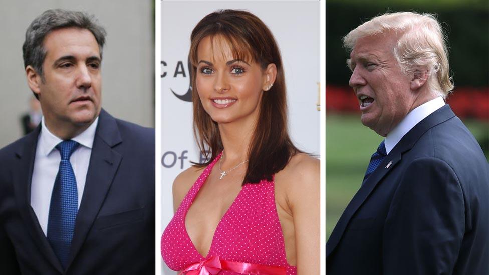 From left: Michael Cohen, Karen McDougal, Donald Trump