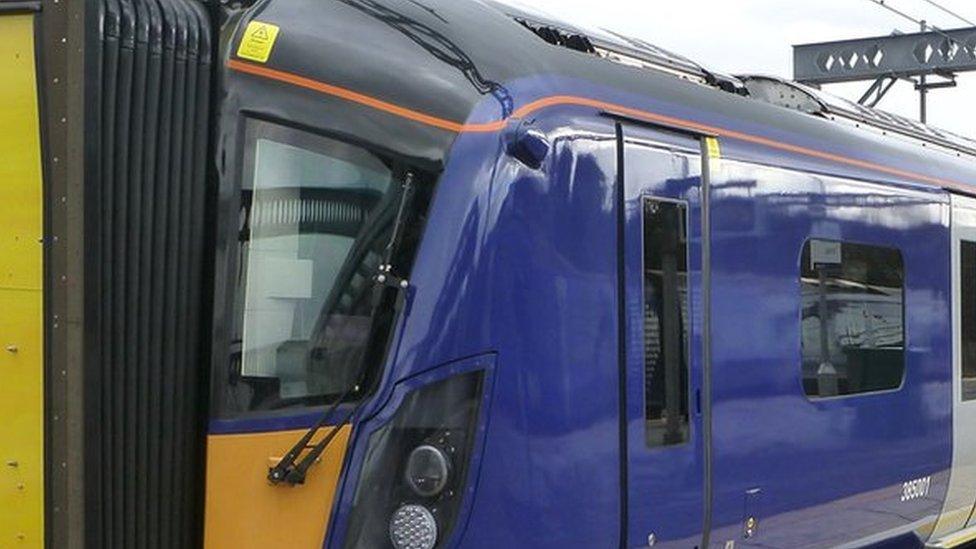 Class 385 at Gourock railway station during pre-service test period