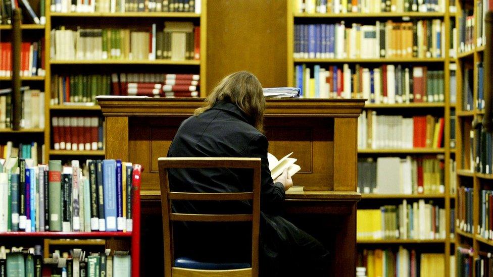 Girl in a library