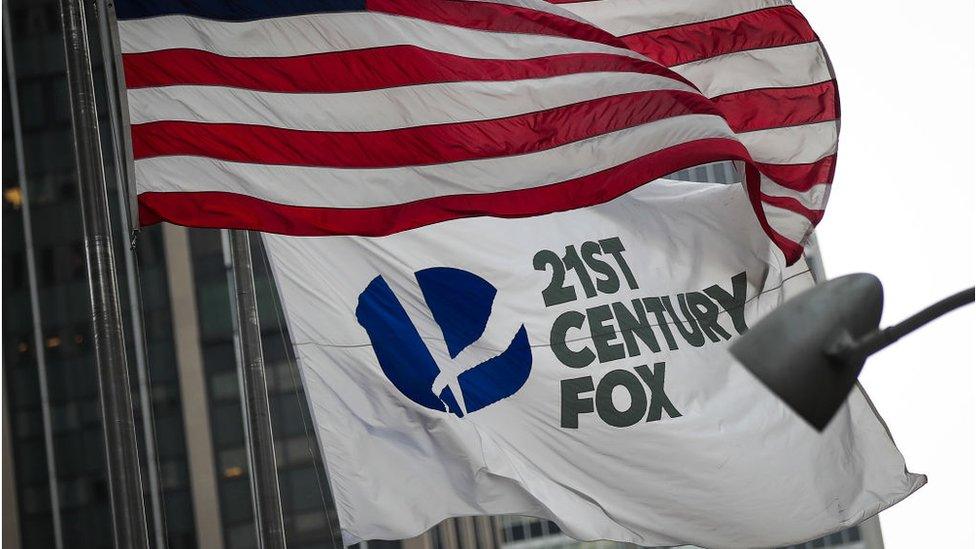 A 21st Century Fox flies at the Fox News headquarters in Manhattan