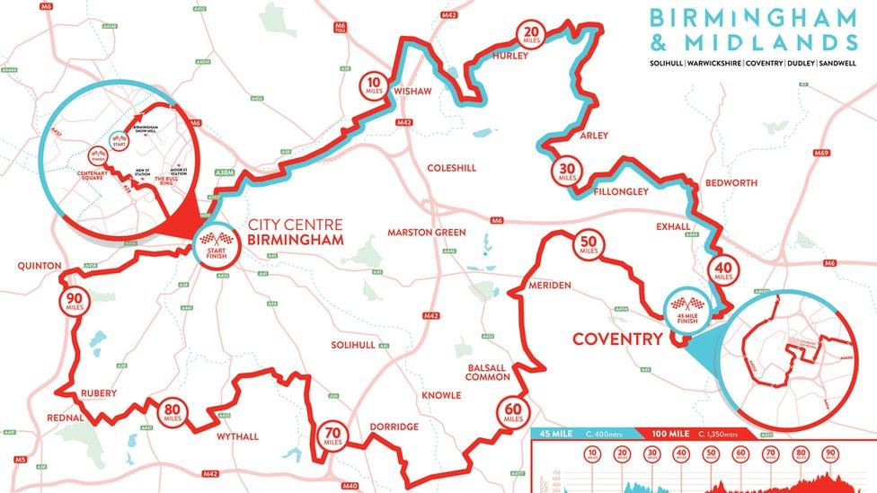 2020 route for Vélo Birmingham and Midlands