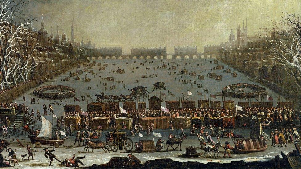 A painting of the Frost Fair of the winter of 1683-84 on the Thames