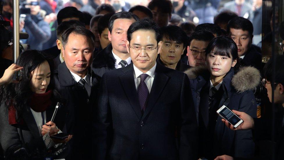 Lee Jae-Yong, vice chairman of Samsung Electronics, arrives at the Seoul Central District Court in January 2017