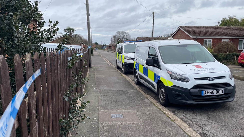 Police vehicles at Beechwood Road, Wisbech