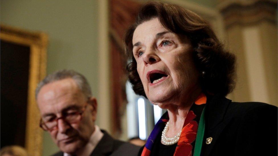 Senator Feinstein speaks with reporters