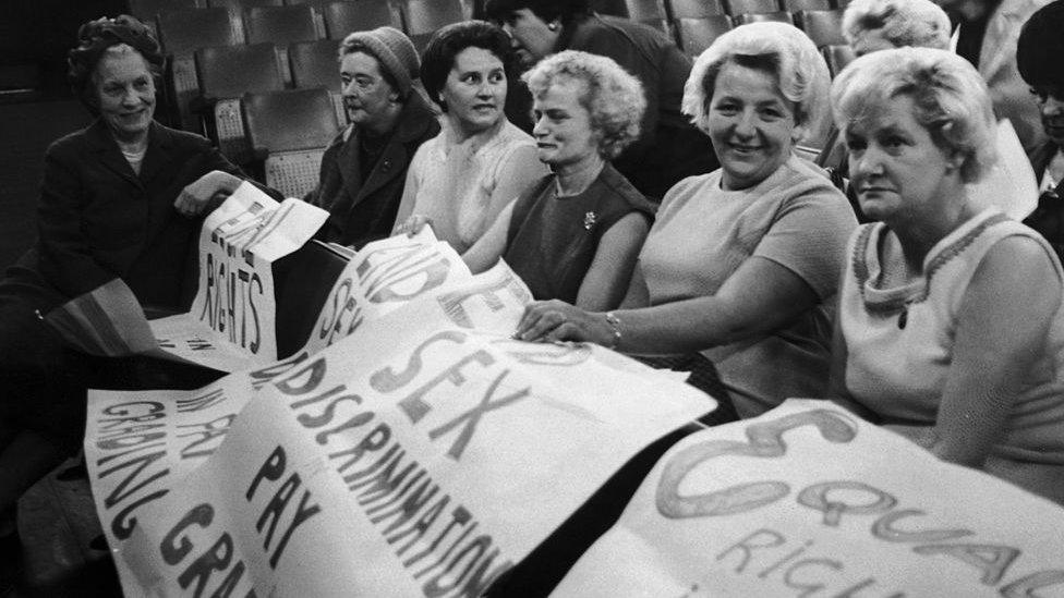 Striking Ford machinists in Dagenham in 1968