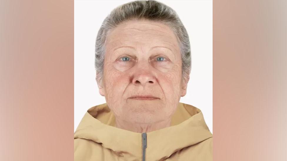 A mock up image of the woman who went missing