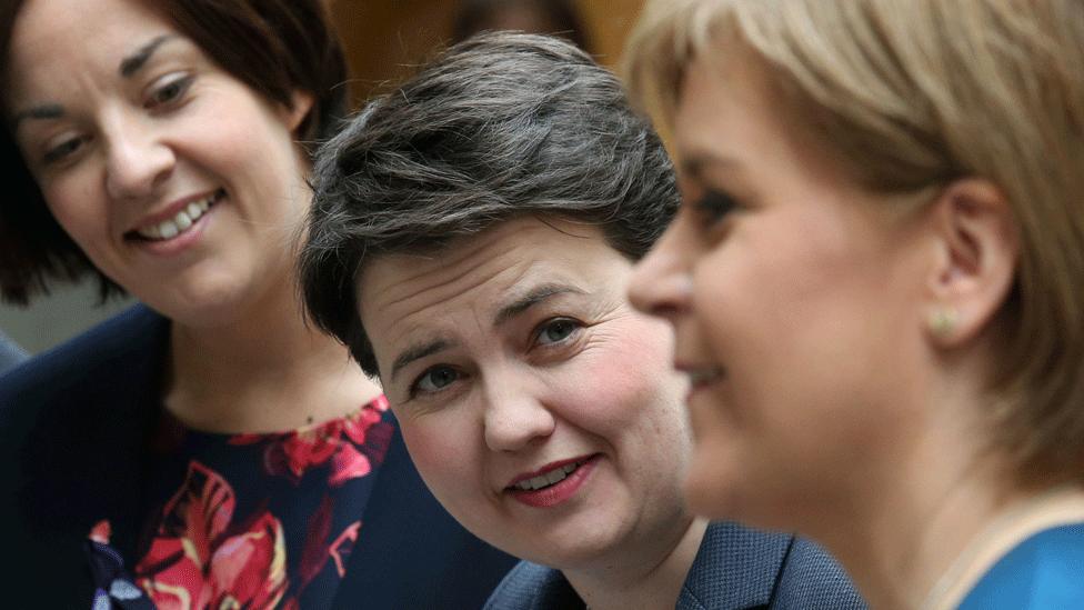 Kezia Dugdale (Labour); Ruth Davidson (Scottish Conservatives) and Nicola Sturgeon (SNP)