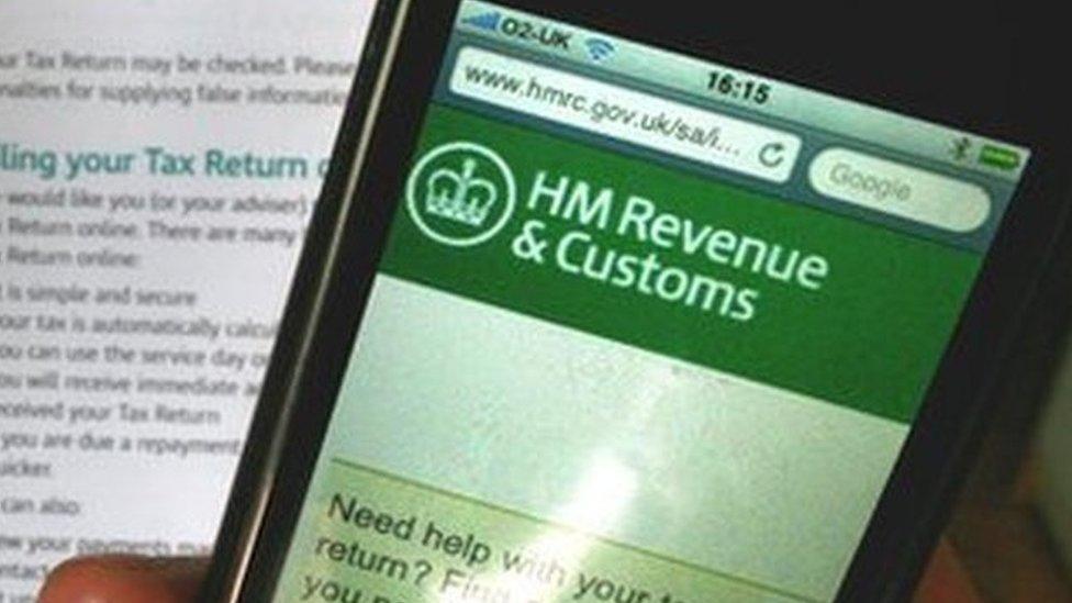 HMRC tax document and mobile website