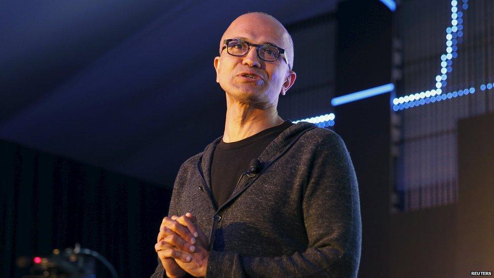 Microsoft CEO Satya Nadella addresses delegates during the launch of the Windows 10 operating system in Kenya"s capital Nairobi, July 29, 2015.