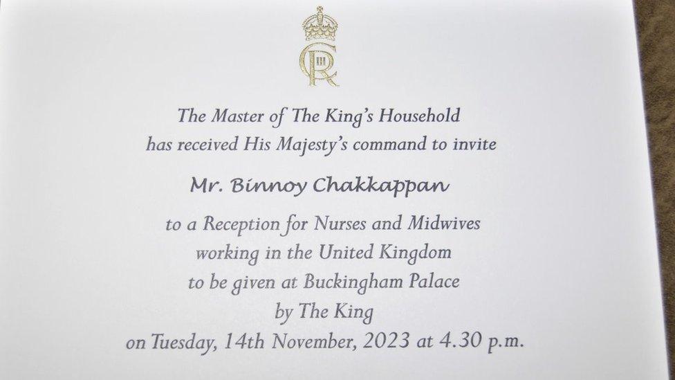 Invitation to Buckingham Palace event to celebrate nursing