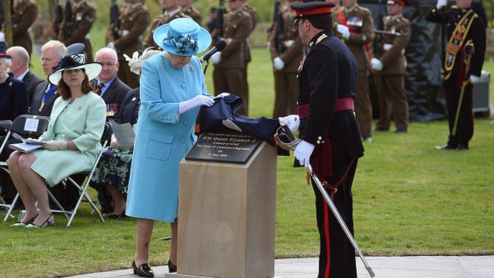 Queen Elizabeth II at the National Memorial Arboretum in 2016