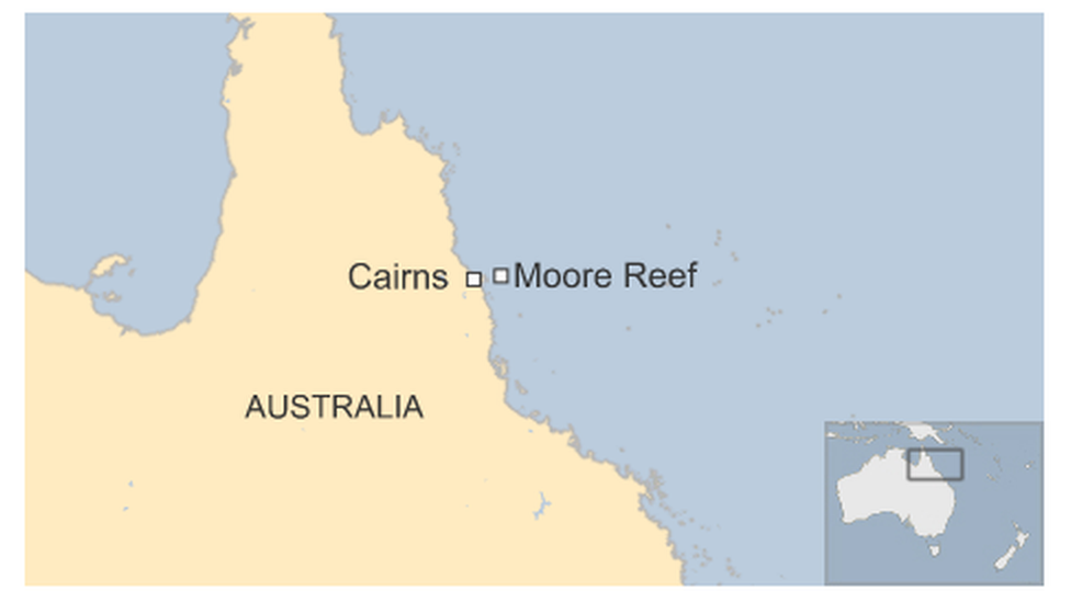 Map showing Moore Reef in Australia