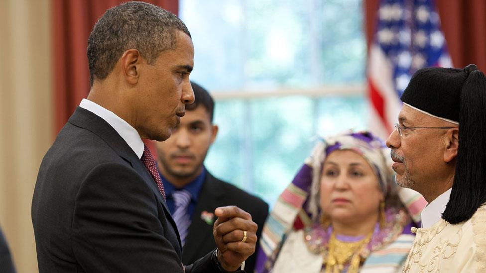 President Obama with the Libyan ambassador Ali Suleiman Aujali in 2011