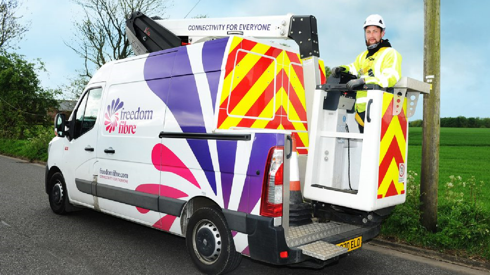 Man installing broadband