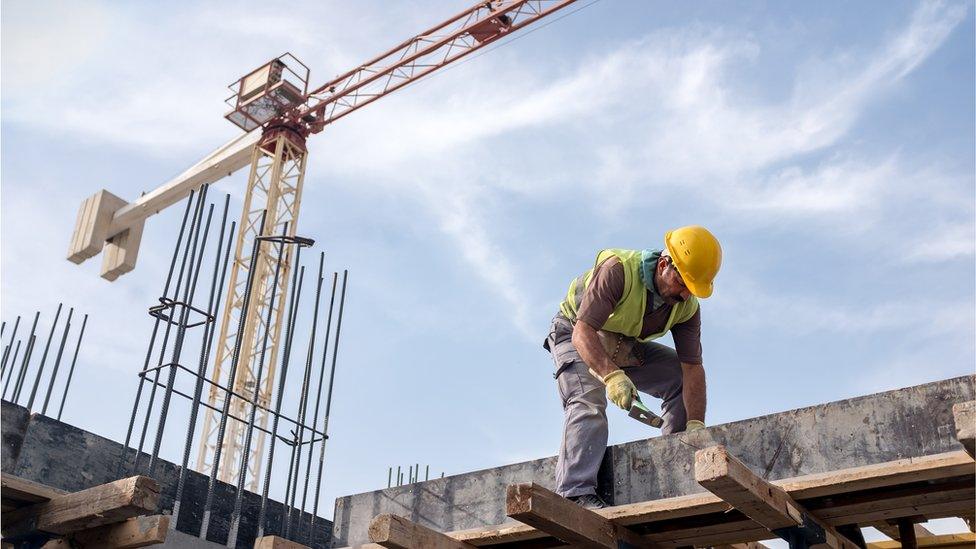 A construction worker on a building site