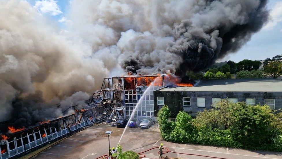 Fire at commercial unit in Saffron Road, South Wigston, Leicestershire