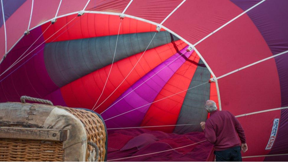 Inside a hot air balloon