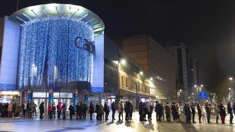 Queues on Queen Street, Cardiff