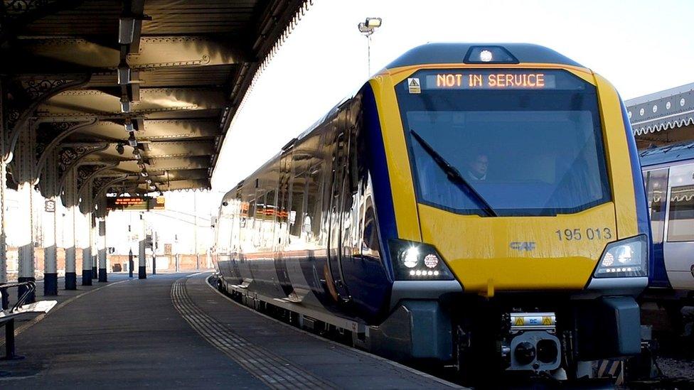 Train at station platform